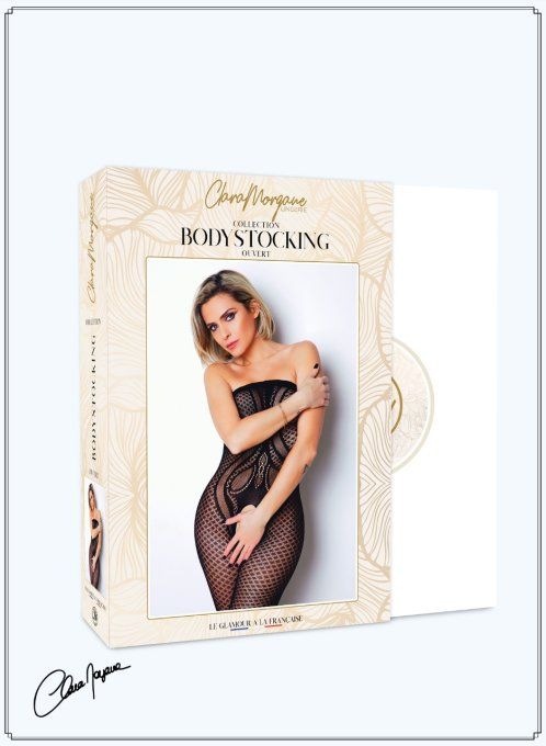 BODYSTOCKING RESILLE MOTIF FORME BUSTIER OUVERT 