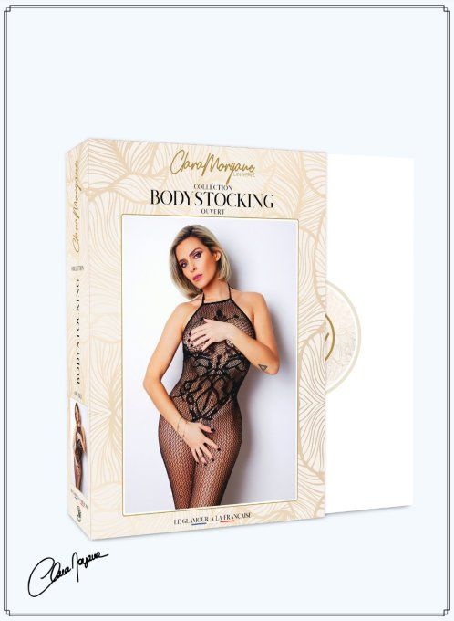BODYSTOCKING RESILLE MOTIFS BUSTE OUVERT ENTRE JAMBES 