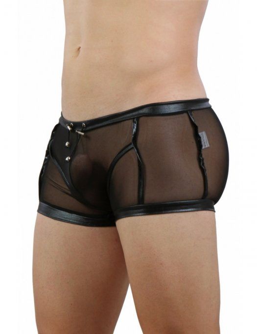 SPAZM - BOXER HOMME MICRO RESILLE TRANSPARENTE BANDES WETLOOK