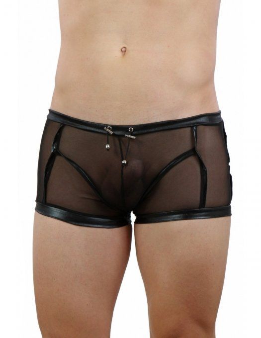SPAZM - BOXER HOMME MICRO RESILLE TRANSPARENTE BANDES WETLOOK