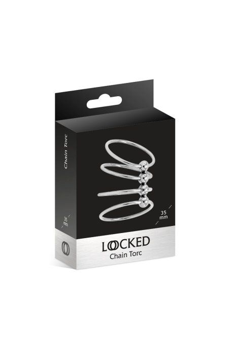 LOCKED SEXTOYS - COCKRING CHAIN TORC ANNEAUX BILLES ACIER 3.5 CM
