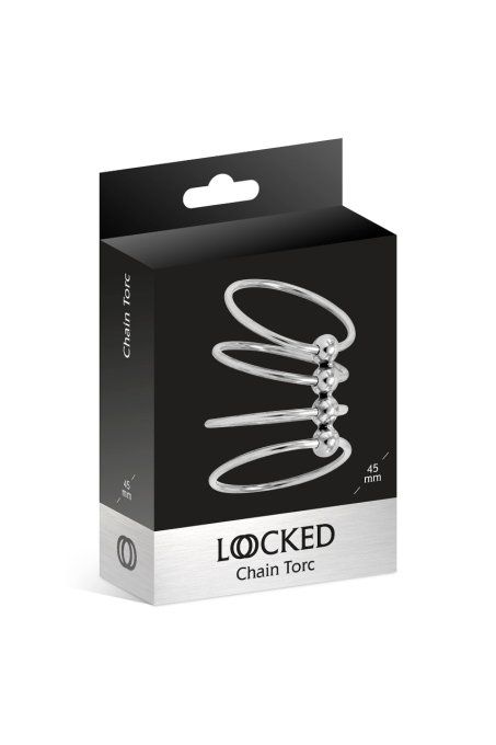 LOCKED SEXTOYS - COCKRING CHAIN TORC ANNEAUX BILLES ACIER 4.5 CM
