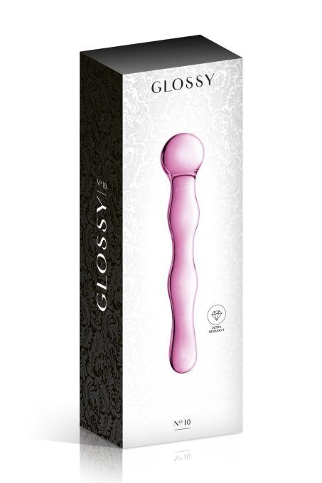 GLOSSY TOYS - GODE ONDULE EN VERRE ROSE 17CMx3.3 N°10 