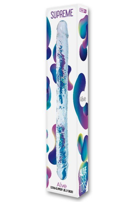 SUPREME DILDO DOUBLE DONG JELLY TRANSPARENT 38,5 CM